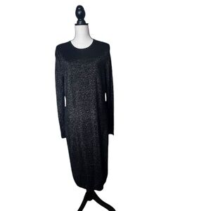 Meli Women's Shift Tight Knit Long Sleeve Midi Dress XXL Dark Brown Pre-owned